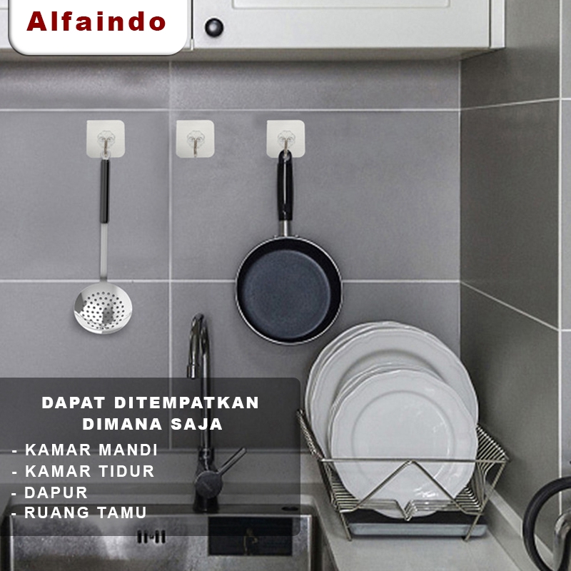 Alfaindo Gantungan Dinding besi Plastik Keramik Magic Hook Motif Transparan GB008