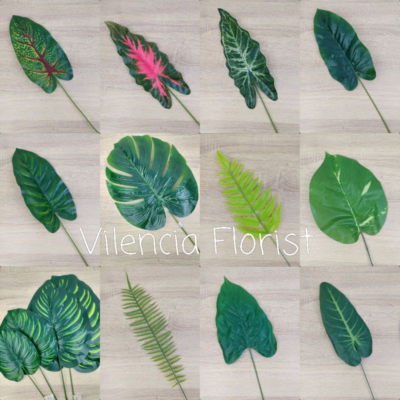 Daun monstera palsu/daun artificial/daun single satuan/daun hiasan