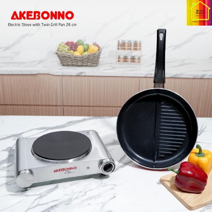 *****] Akebonno Kompor Listrik Portable 1 Tungku 600 W FREE Grill Pan 26 cm