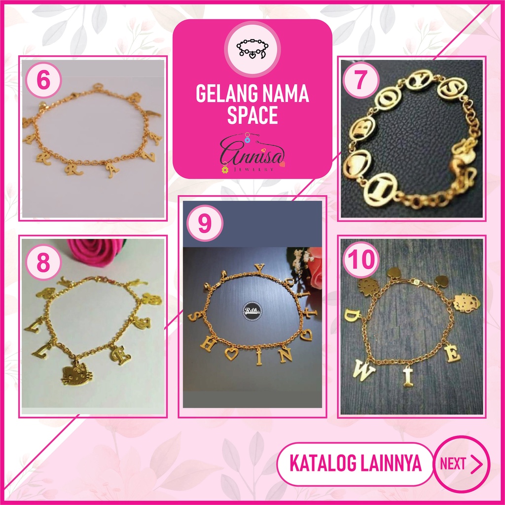 Gelang Nama Pisah Grafir Mata