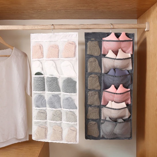 HOVELSHOP Pouch Hanging Organizer Rak Gantung Kain 2 Sisi Tempat Kaos Kaki Celana Dalam Bra Multifungsi