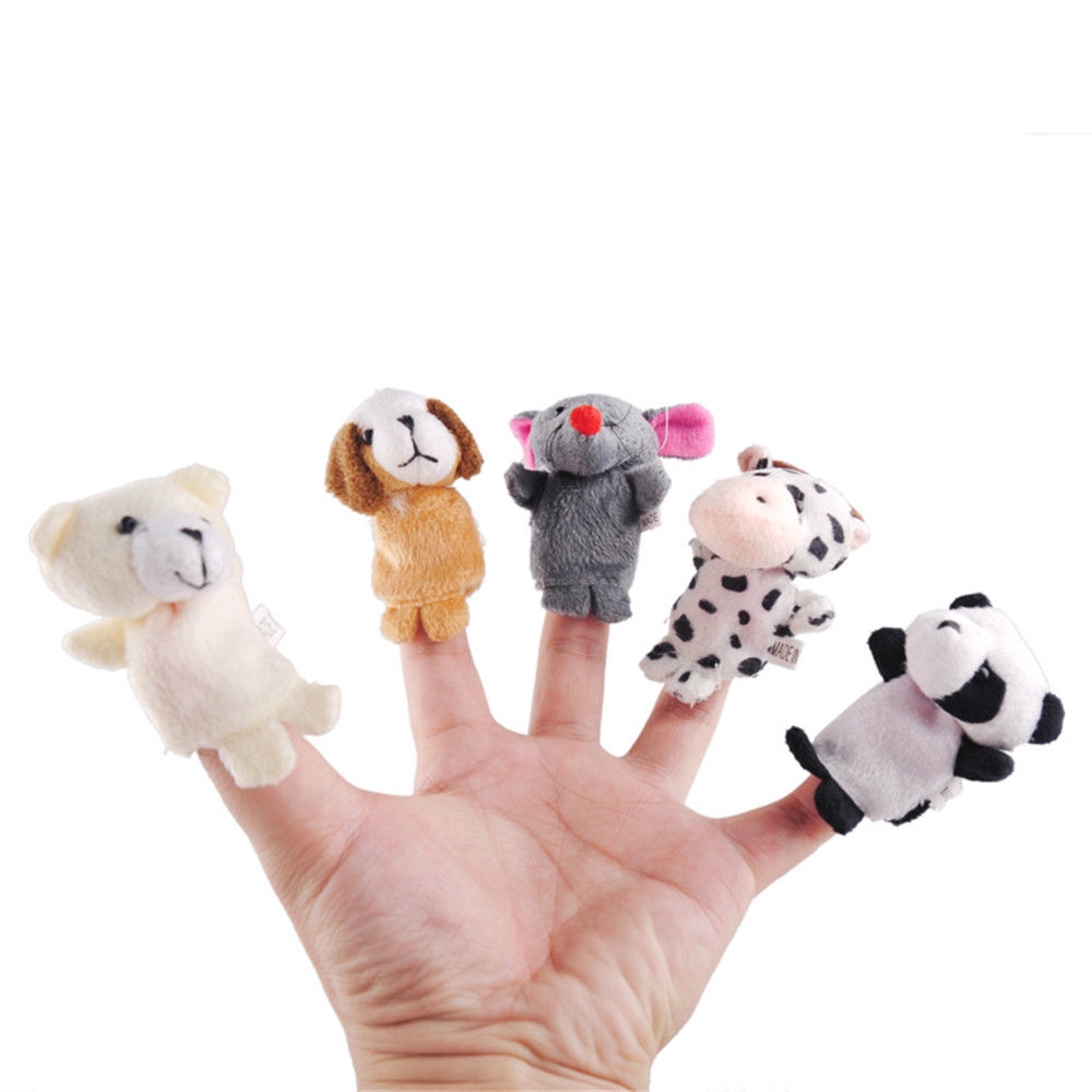 10Pcs / Pack Boneka Puppet Jari Bentuk Binatang Bahan Plush untuk Edukasi