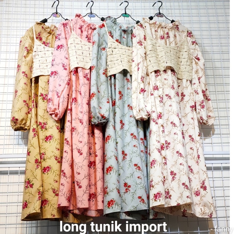 ( TERMURAH ) LONG TUNIK PLUS VEST RAJUT IMPORT CANTIK
