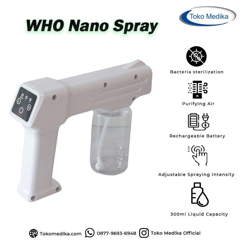 WHO Nano Spray | Disinfektan UV Spray Light Wireless | Spray Nano Gun Original