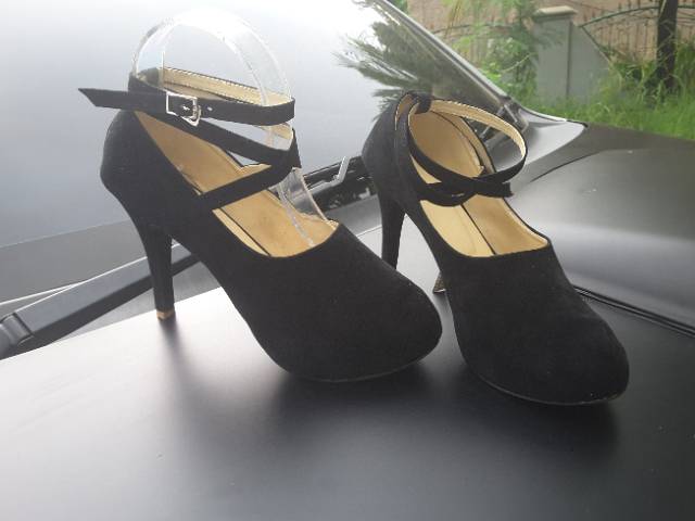 High Heels Wanita hak tinggi 12cm High heels hitam High heels acara resmi High heels formal Pd327