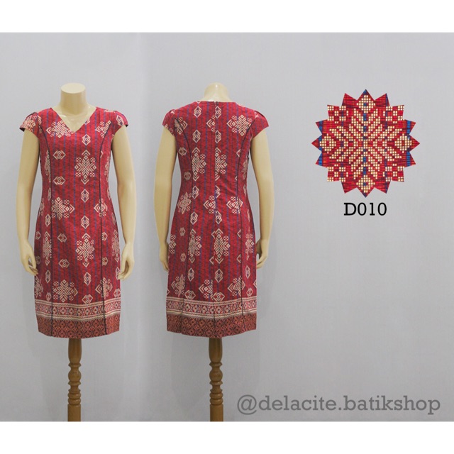 Batik Dress Atasan Wanita (Red Maroon Merah 3)