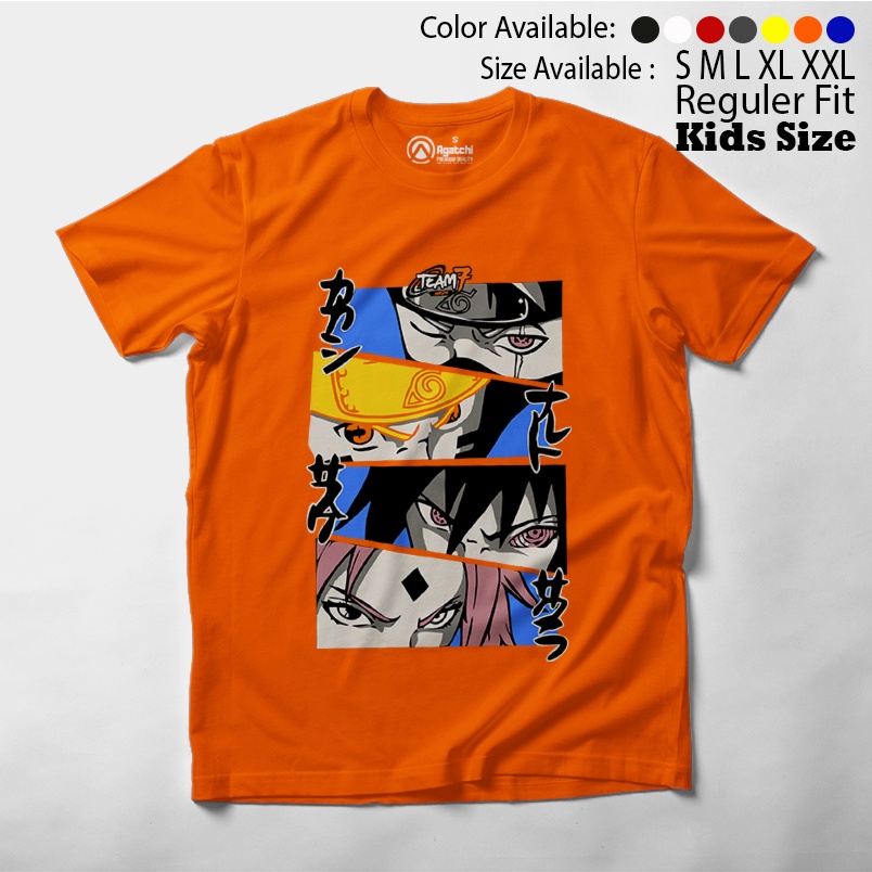 Baju Kaos Atasan Anak Laki-Laki Kids T Shirt Anime Naruto Shipuden Team 7 Kakashi Naruto Sasuke Sakura