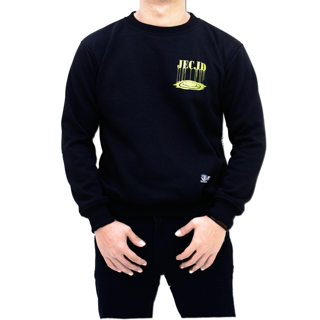 Sweater Crewneck Hitam Smell Like Distro JEC ID Pria Dan Wanita