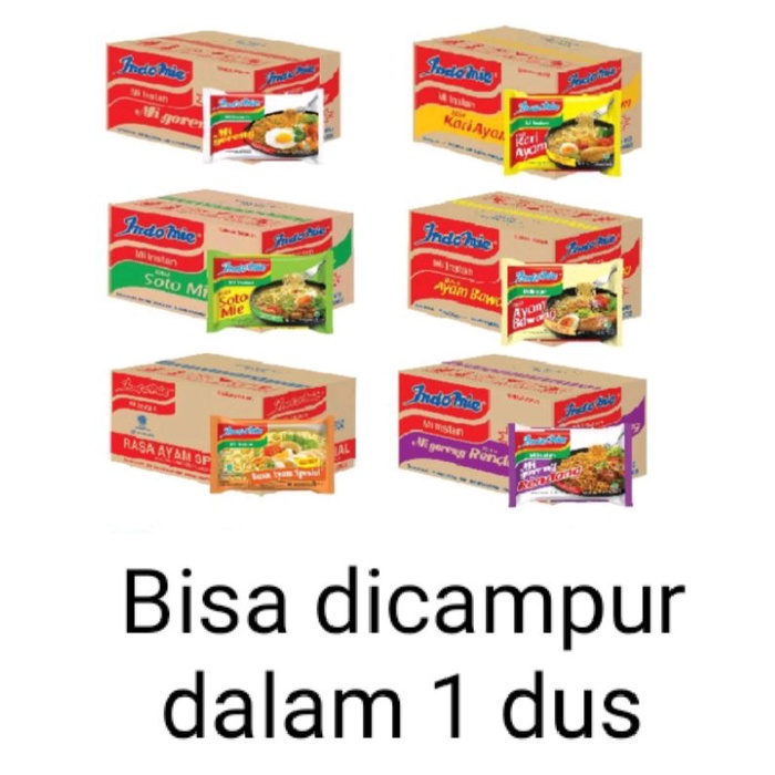 

Indomie Goreng, Ayam Bawang, Soto, HYPE ABIS dan Kari Ayam 1 Dus BISA DI MIX (Campur Rasa)