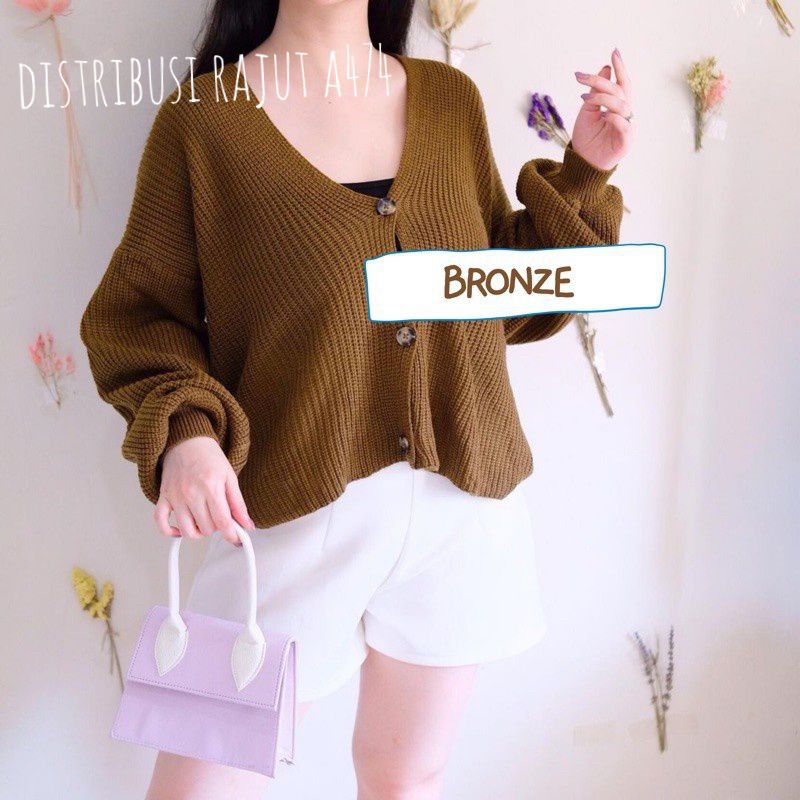 Shabby Pullover Cropped OVERSIZE CROP BION OUTER  NALOVA CARDI  KANCING OVERSIZED LAVELLA-Brownze