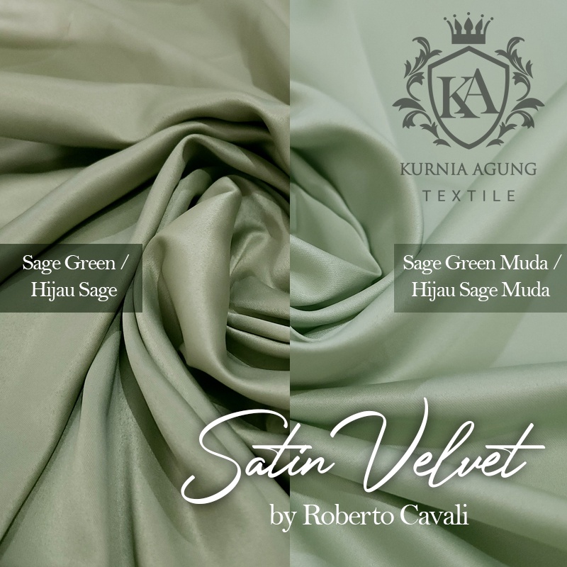 Kain Satin Velvet Silk Premium SAGE GREEN HOT Satin Bridesmaid Bahan Puring Gaun Meter dan 0.5 Meter Lebar 150cm