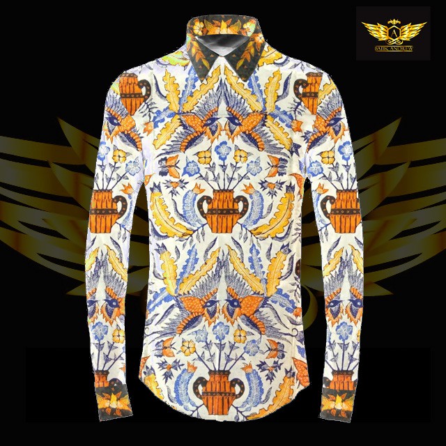 Sutra baron garut motif 8 bahan kain batik tulis kemeja pola ATBM pria