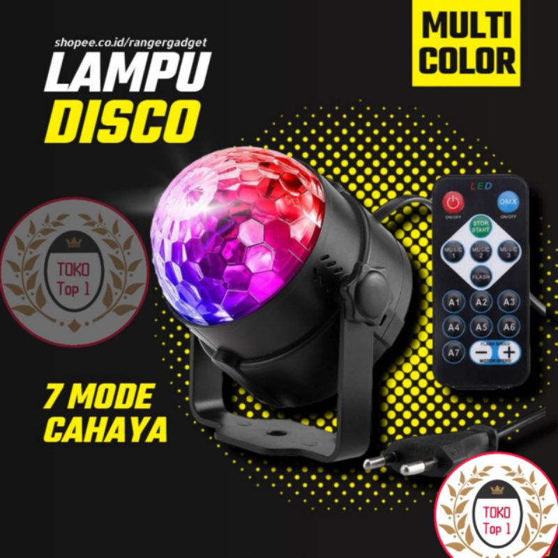 Lampu Disko LED RGB / MAGIC BALL /  Dapat Berputar dengan Sensor Suara untuk Natal / Pernikahan / KTV