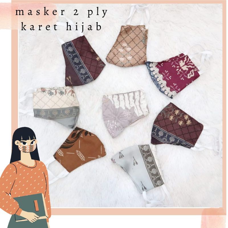 Masker Hijab motif / masker  2 ply / motif wk & Rm & kienka