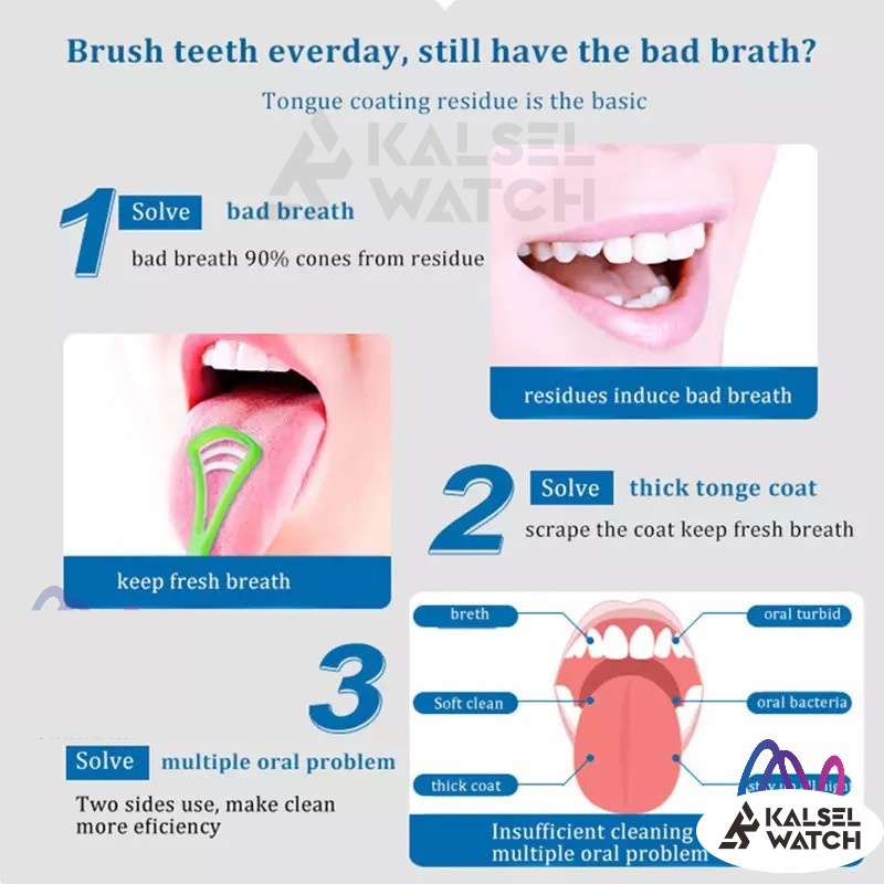 Alat Pembersih Lidah Mulut Sikat Penyikat Lidah 2 Fungsi Tongue Cleaner Scraper Food Grade Perawatan Pebersih Sikatan Lidah Mulut Gigi ACK5