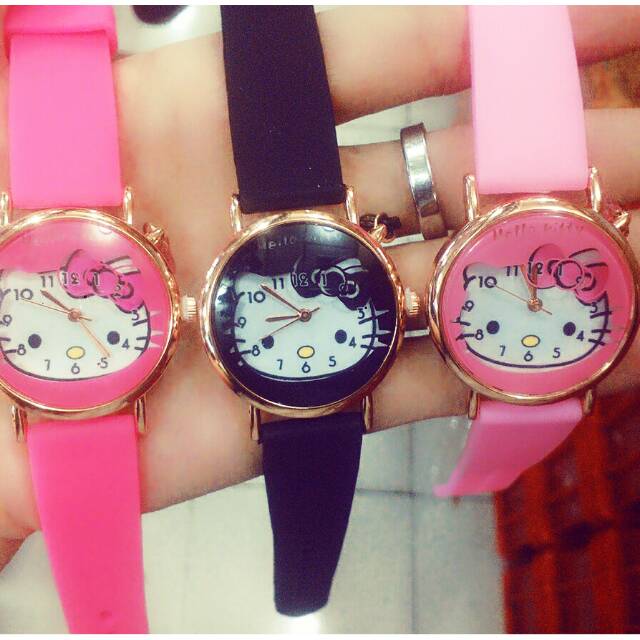 Terima Cod)Jam Tangan Wanita Hellow Kitty Rubber (Dikirim Dari JakarTa)