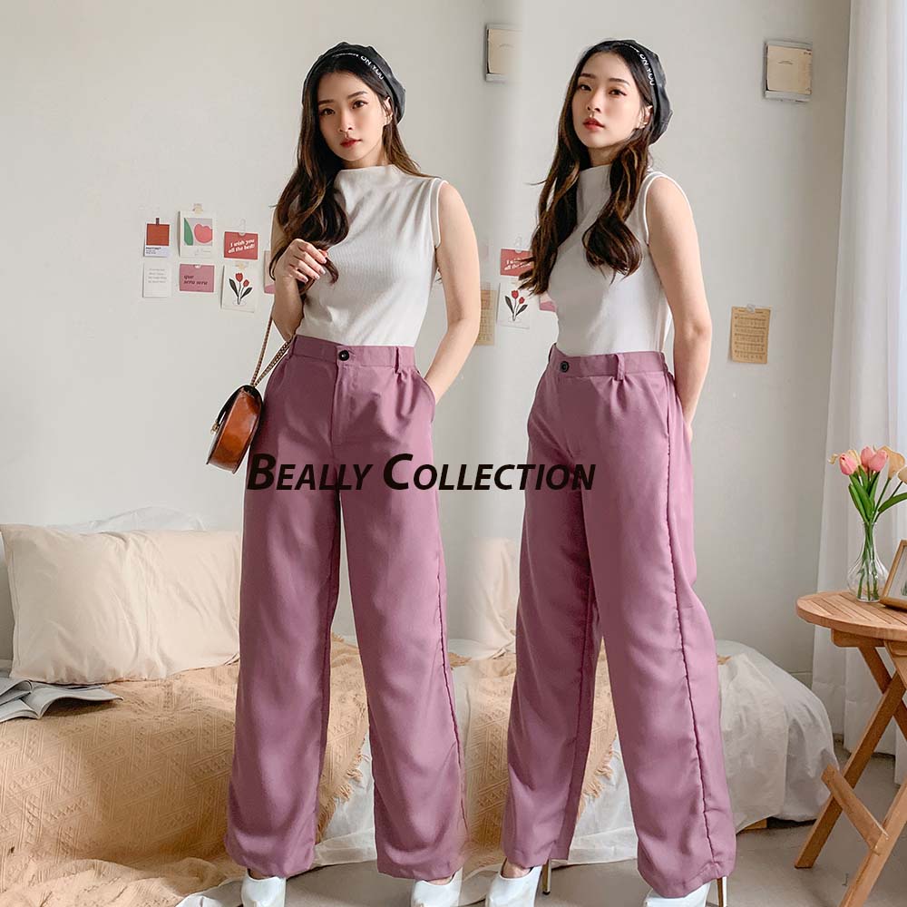 Celana Anti Kusut | Loose Pants Trousers Wanita | Yora Pants Kulot | Celana Kulot Wanita | Celana Kantor Formal | Bella Loose Pants | Celana Highwaist Kulot Wanita