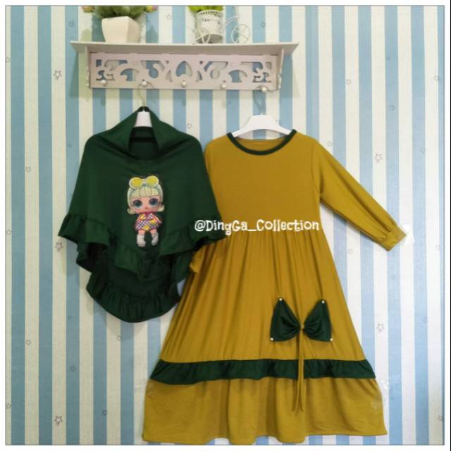Gamis anak jotol kombi lime LOL