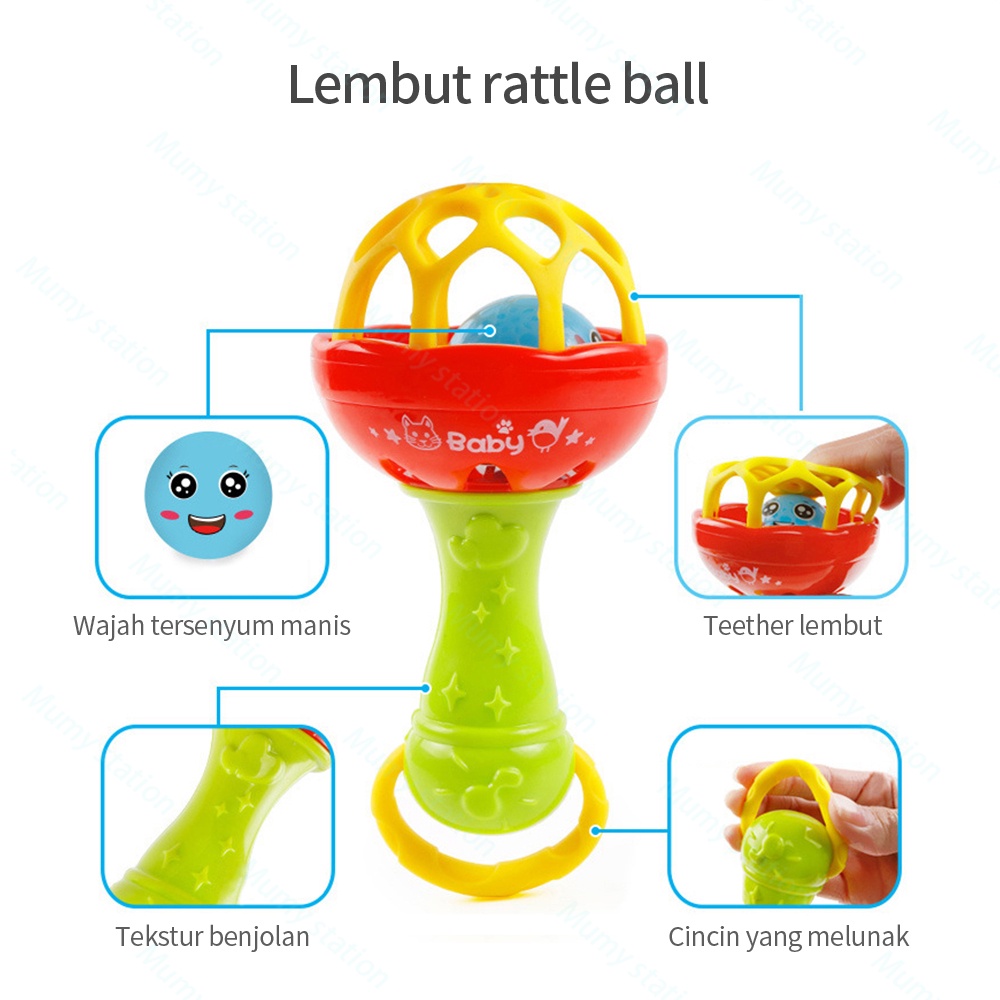 Mumystation  Rattle Bel Tangan dengan Suara / mainan rattle bayi untuk Hadiah Ulang Tahun