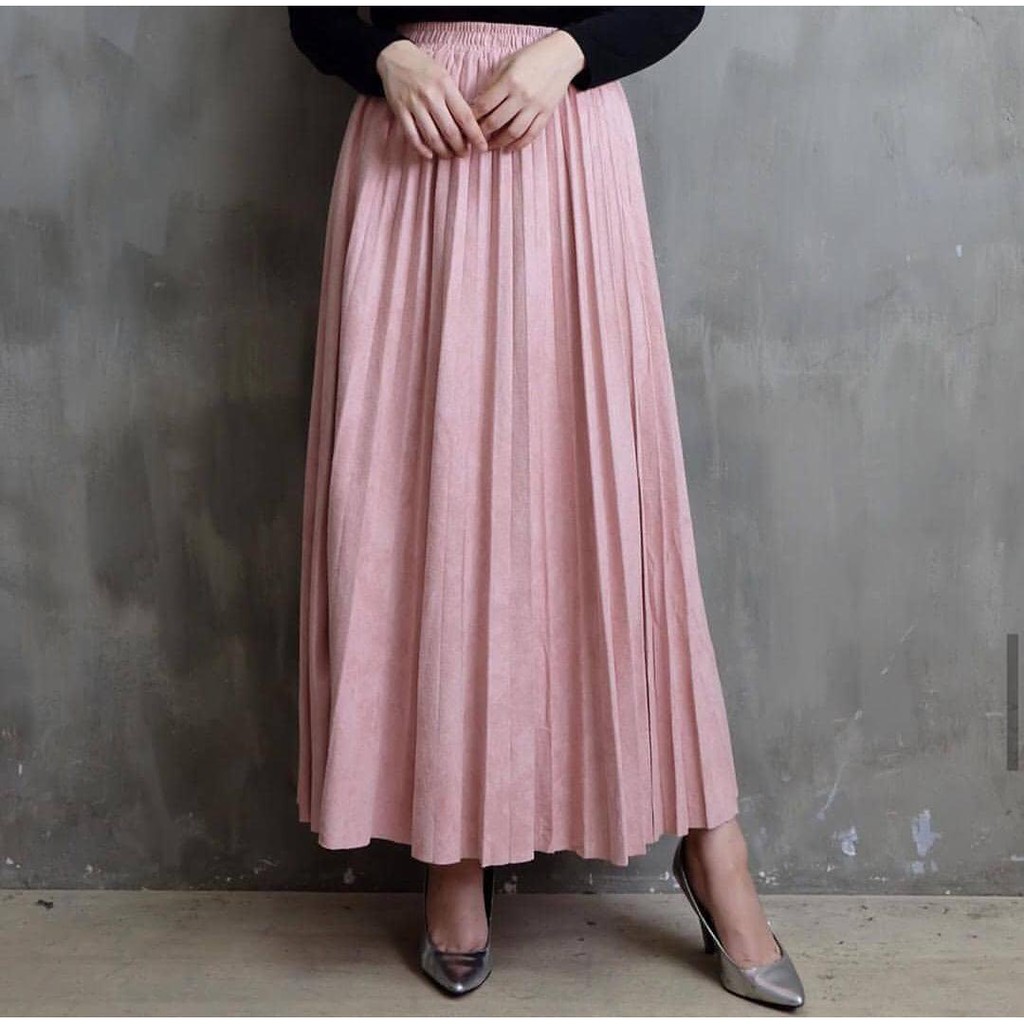 ALEEYA (PROMO BIG SALE) Rok Plisket Suede Mayung  / Plisket Skirt Suede (RK2114)