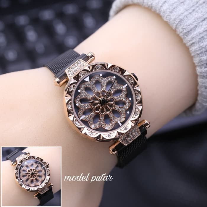 Jam Rantai Magnet Premium Putar Puter 360Derajat QUARTZ Fashion Pencinta Korea Mode Tinggi Minimalis