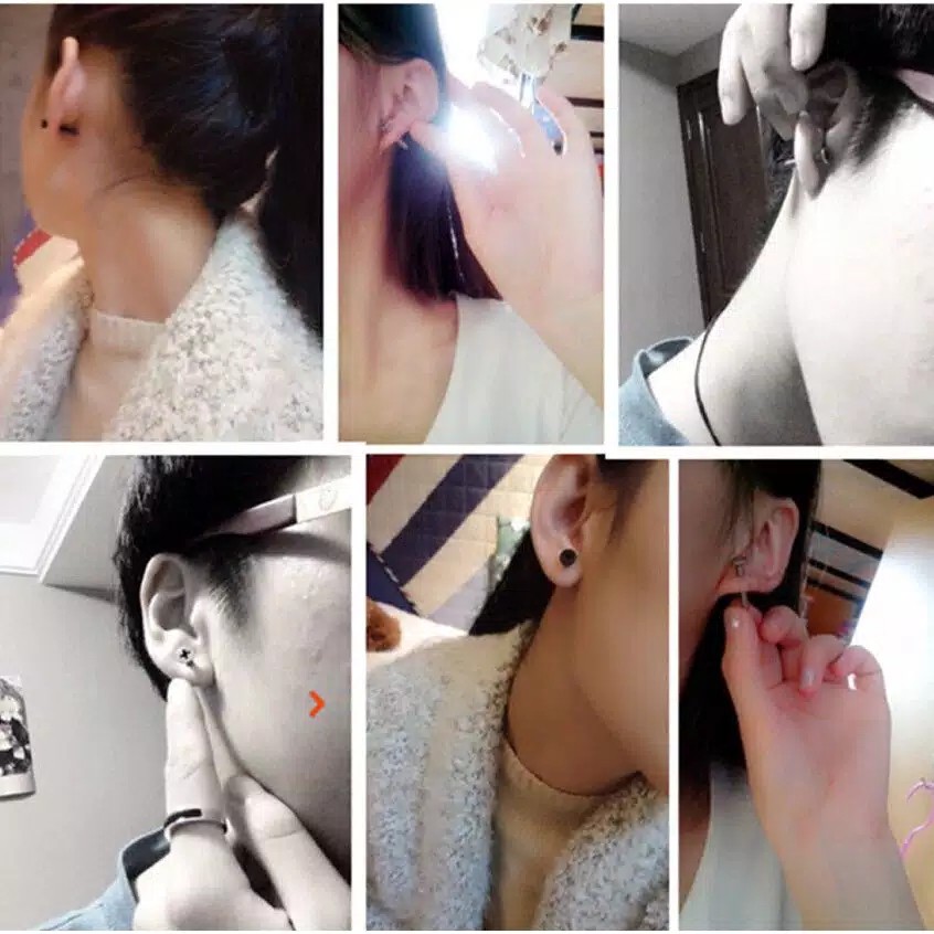 [COD] 1Pasang Anting Telinga Tindik Titanium Model Sekrup/Baut  Model Punk Fashion Pria Wanita