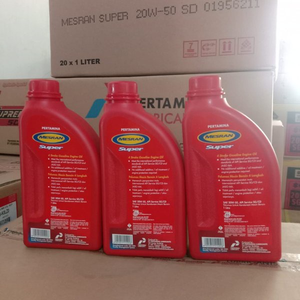 Harga Per Dus Grosir Oli Mesran Super Sae 20W-50 1L Isi 20