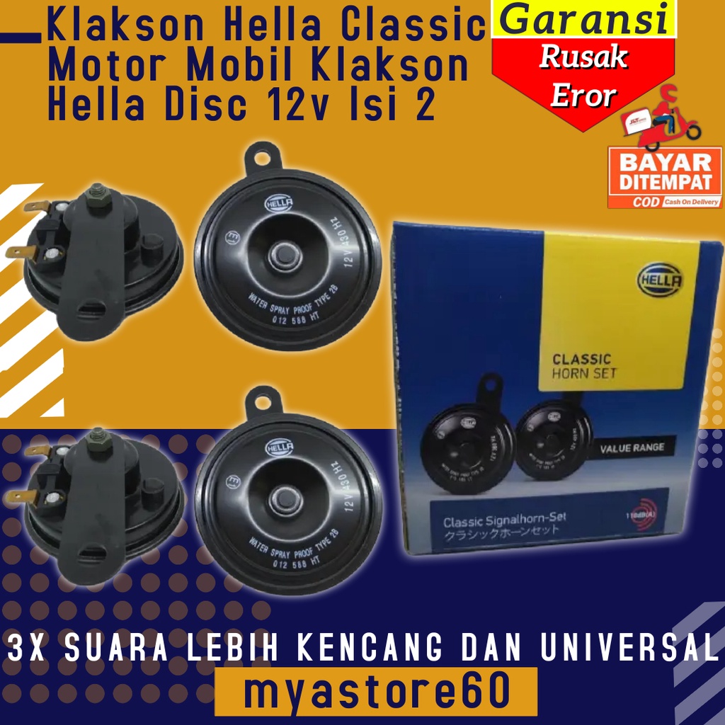 Klakson Kelakson Hella Classic Motor Mobil 1 Set Klakson Kelakson Klasik Hella Disc 12v Isi 2