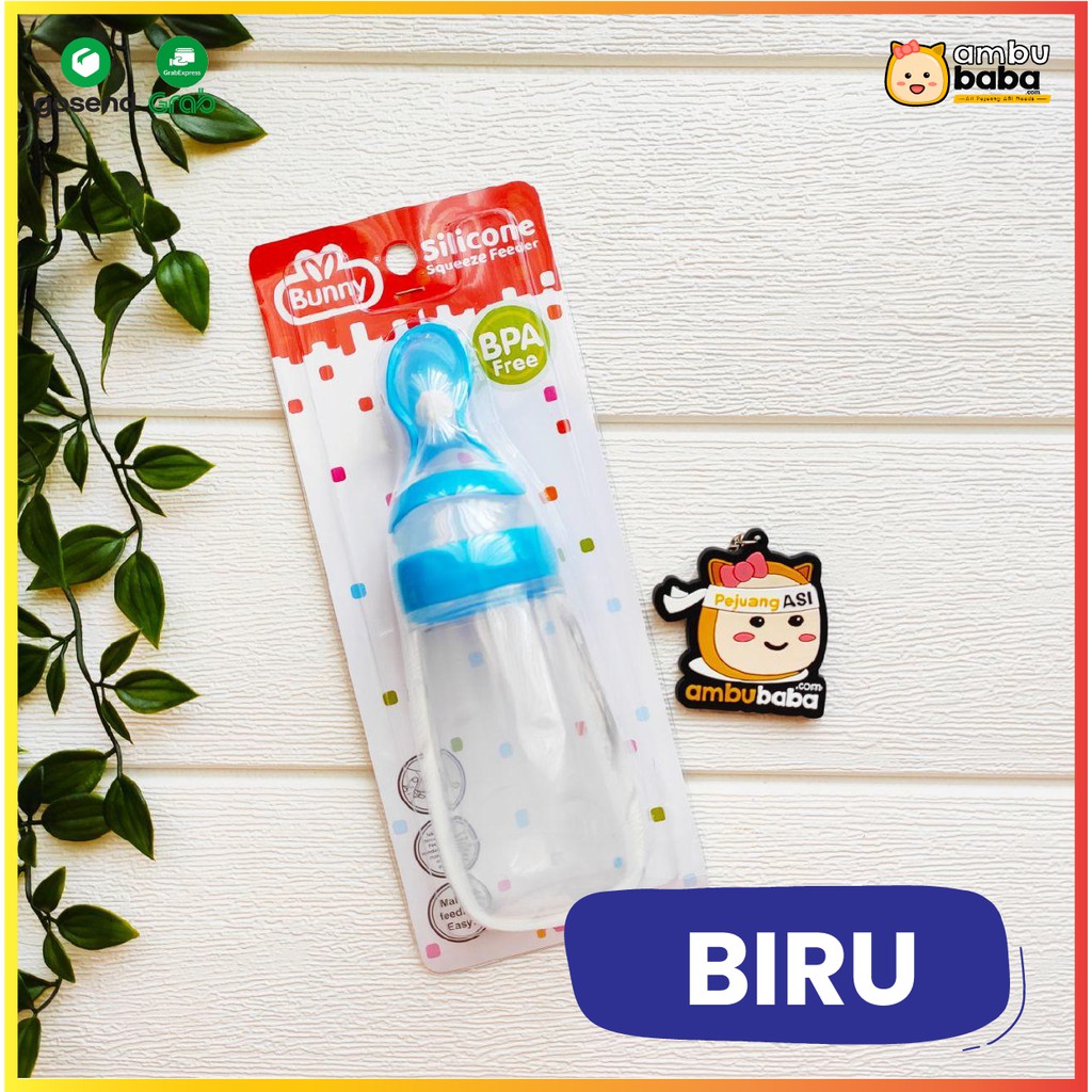 Lusty Bunny Silicone Squeeze Baby Spoon Feeder Botol Sendok Silikon