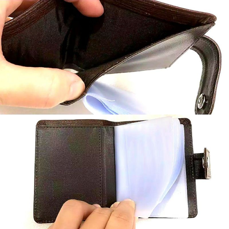 Dompet Kartu 18 in 1 Card Holder + slot uang BAHAN KULIT BONA model PENGUNCI KANCING elegan