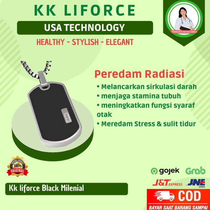 Kesehatan - Kalung Kk Liforce Black Millenial Bonus Suplemen Kesehatan Original - Black Millenial