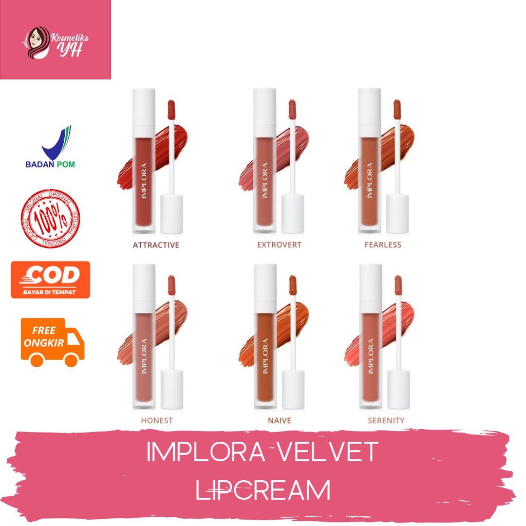 IMPLORA LIP VELVET KOSMETIK KECANTIKAN LIPSTIK IMPLORA MATTE LIP CREAM LIFTIK IMPLORA WATERPROOF