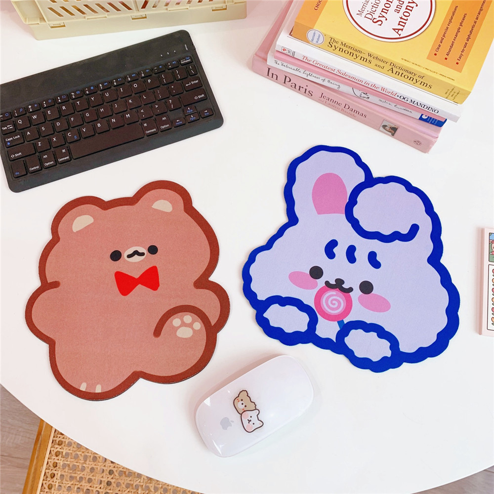 Mouse Pad Anti Slip Motif Kartun Beruang / Kelinci Warna-Warni Gaya Korea Untuk Hadiah Ulang Tahun