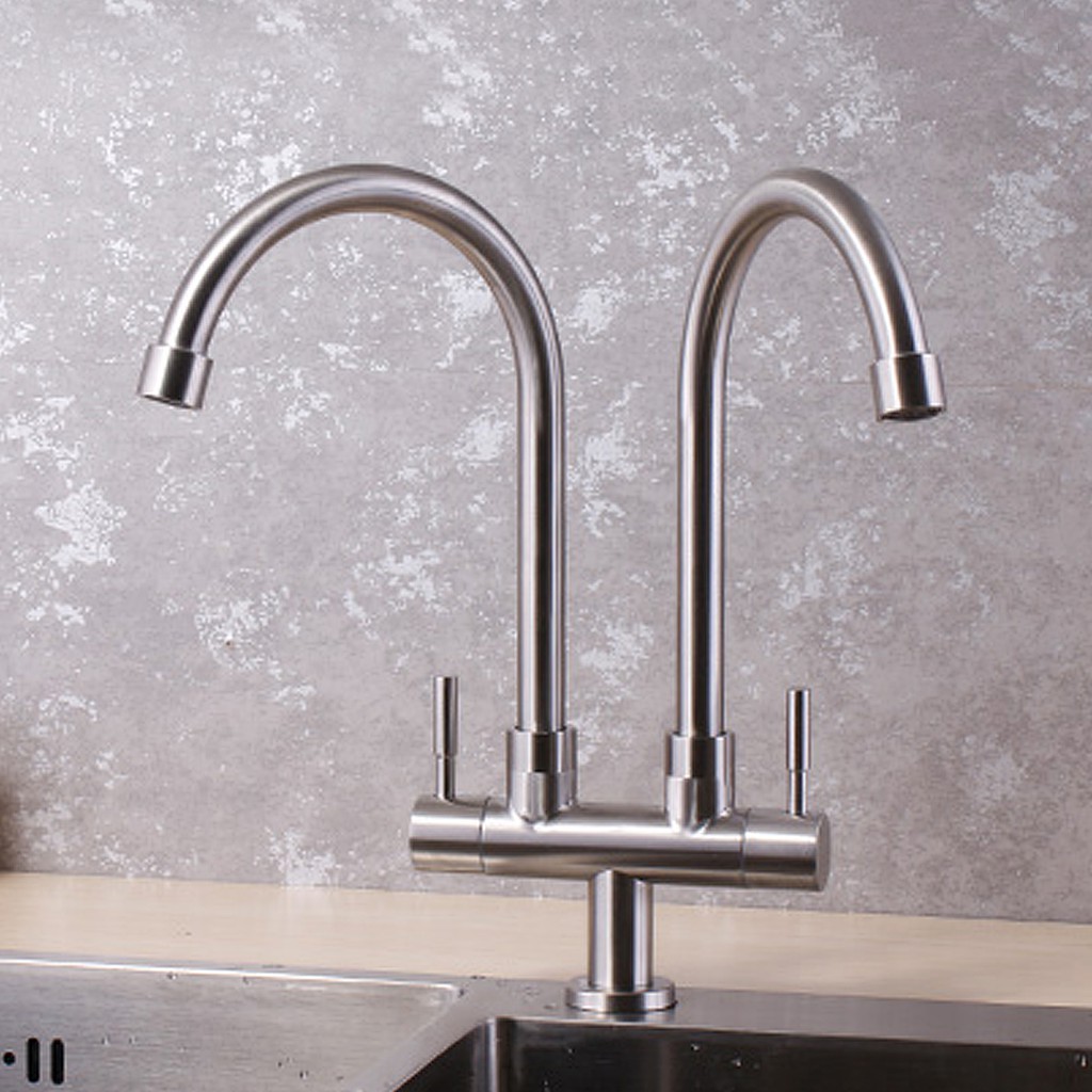 304 Stainless Steel Kitchen Faucet Single Cold Double Sink Sink Faucet Shopee Indonesia