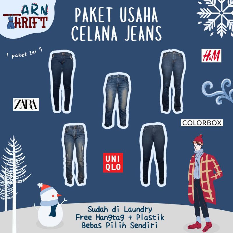 (BISA COD) PAKET USAHA CELANA JEANS / RIPPED JEANS WANITA DAN PRIA ISI 5 - 7 PCS