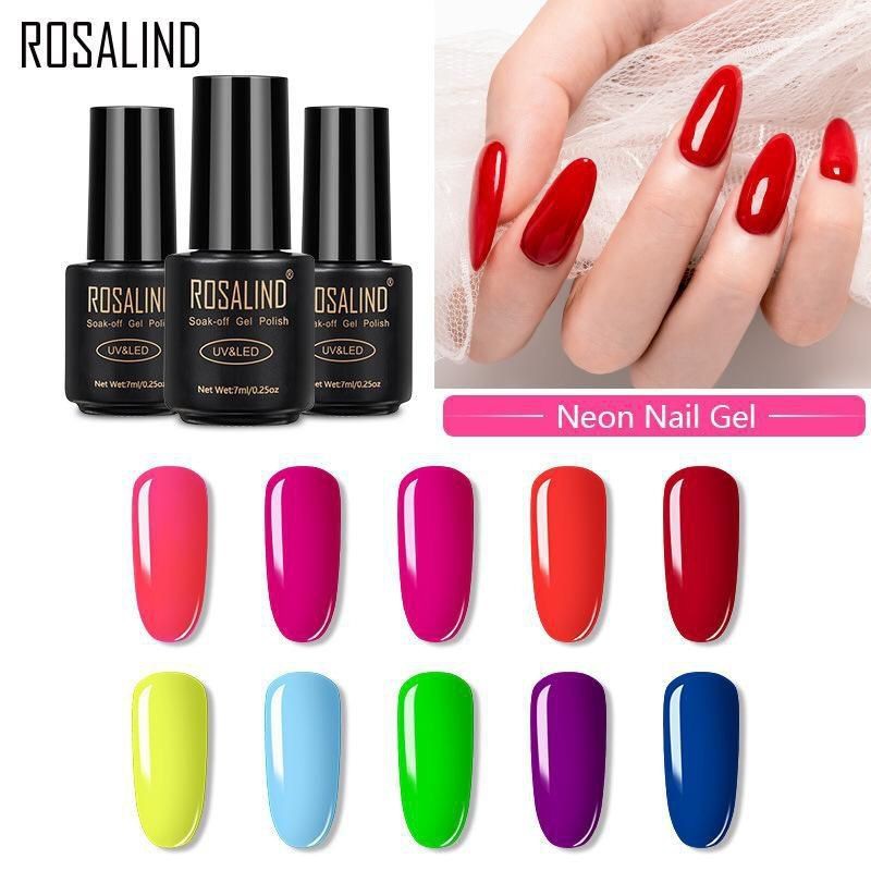 ROSALIND NEON COLOR SERIES Gel Nail Polish UV LED / Kutek / Cat Kuku Bagus Murah