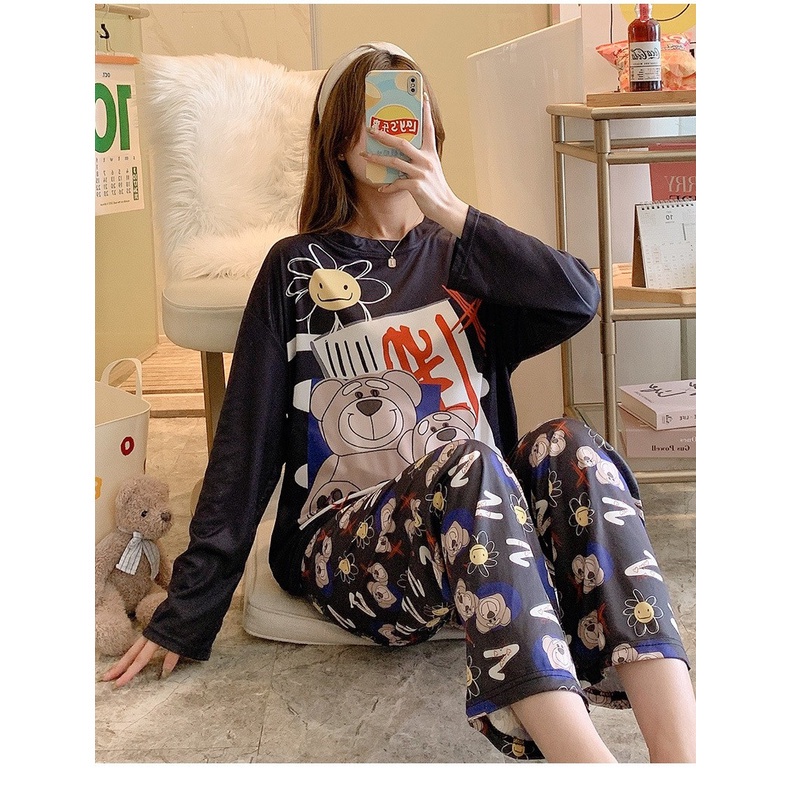 1094 GROSIR ONE SET BAJU KAOS TIDUR PIYAMA KEKINIAN PP SPANDEK IMPORT FASHION WANITA KOREA ONE SET S