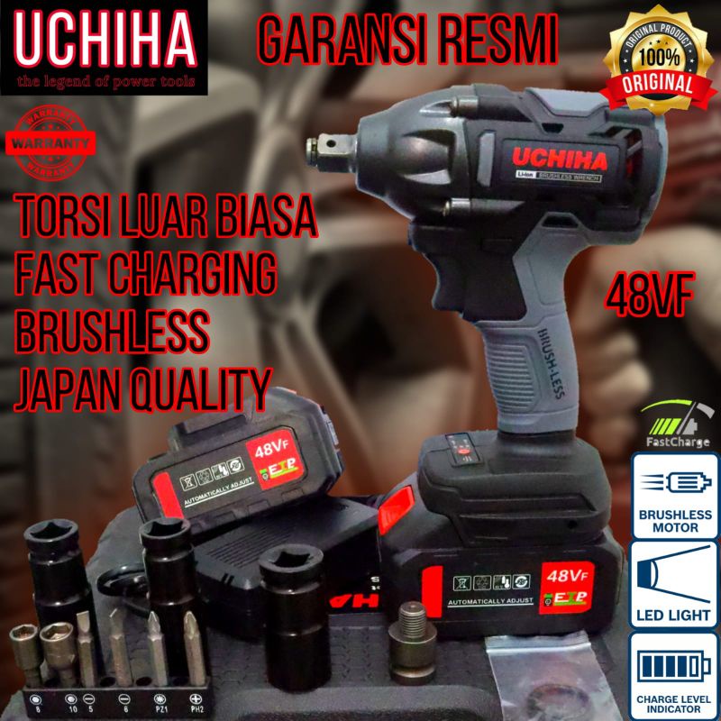 CORDLESS IMPACT WRENCH 48V UCHIHA bor pembuka baut mobil motor cvt 2 baterai variable speed brushles