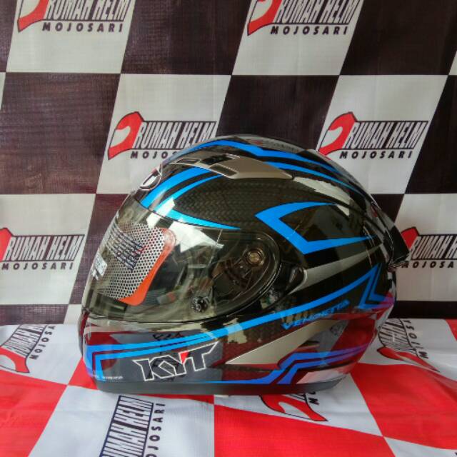 Helm KYT Falcon 2 carbon black / blue original bukan Vendetta 2