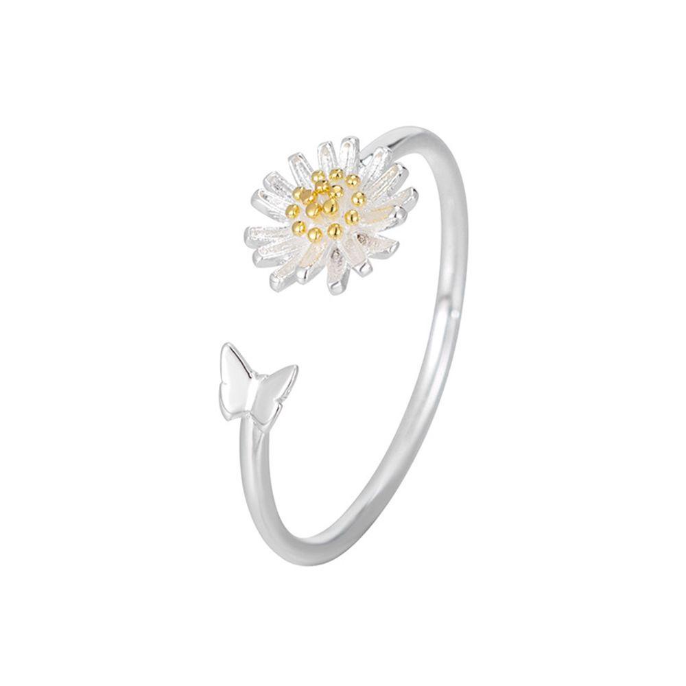 Lily Opening Rings Fashion Klasik Bunga Daisy Persegi Beruntung Pernikahan