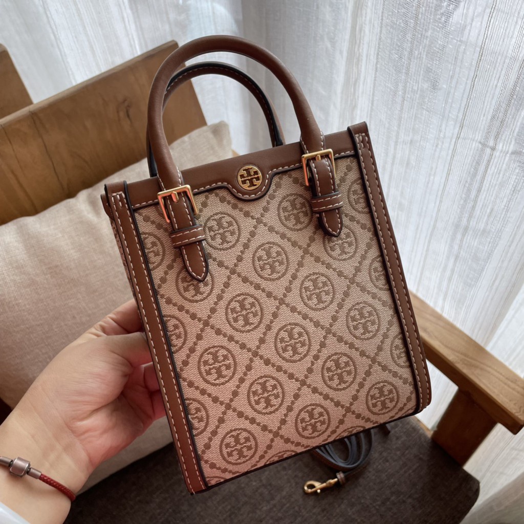 TAS WANITA SELEMAPANG BAHU TORY BURCH T - MONOGRAM JACQUARD MINI N/S TOTE (87146)