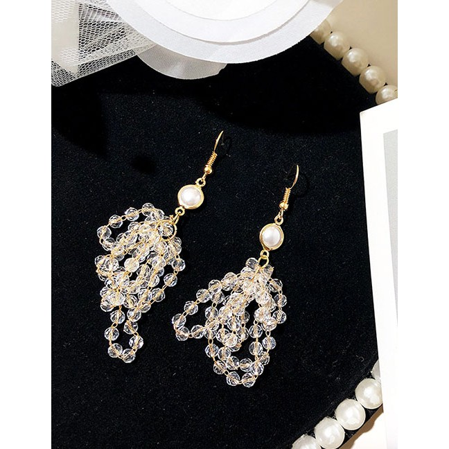 LRC Anting Gantung Fashion Golden Crystal Tassel K15927