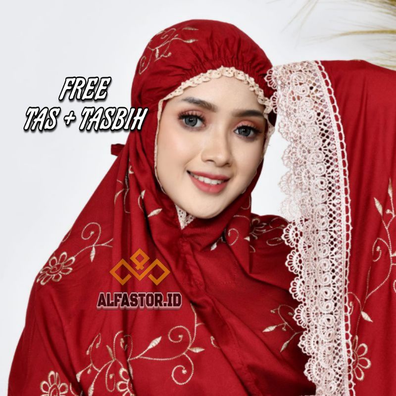MUKENA JUMBO DEWASA/MUKENA GRACELLA/MUKENA DEWASA TERBARU MOTIF BORDIR MEWAH BUNGA TERATAI