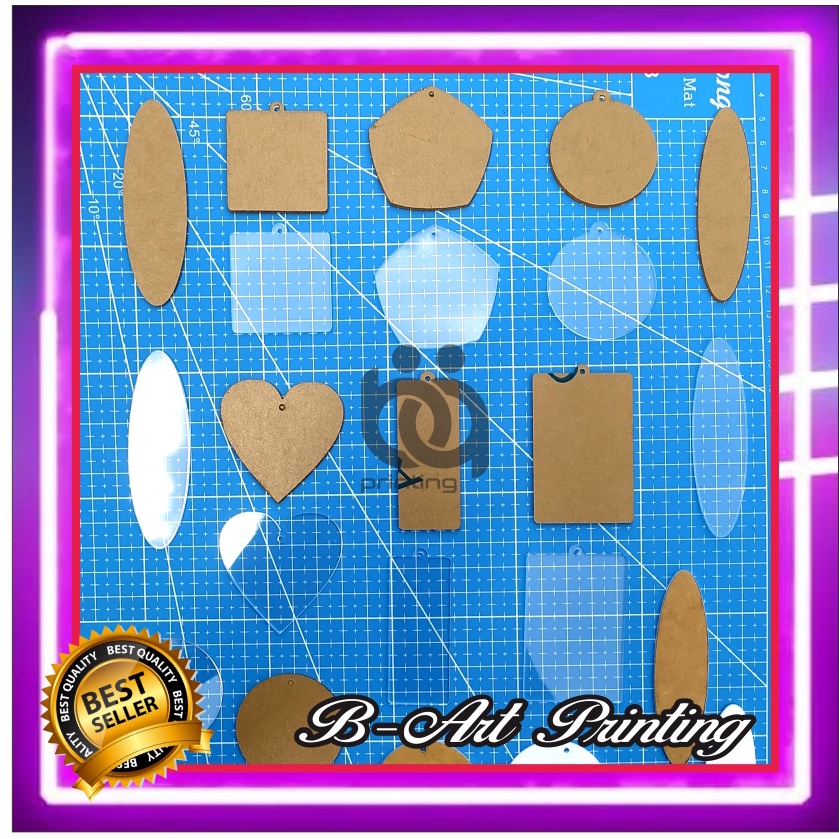 Bahan Akrilik Bahan Gantungan Kunci Love Polos Uk.5x5 cm laser cutting 2mm