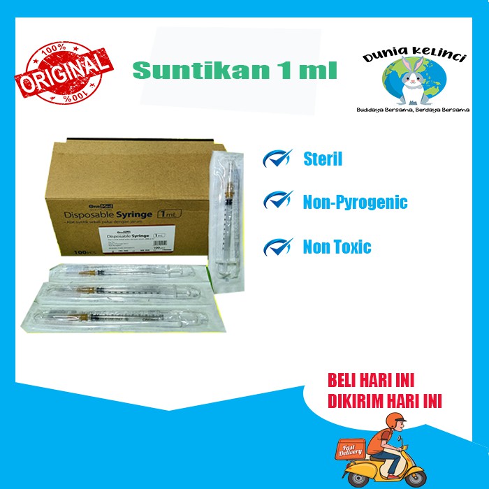 SUNTIKAN STERIL JARUM 1 ML UNTUK KELINCI KUCING SAPI KAMBING MARMUT HAMSTER HEWAN