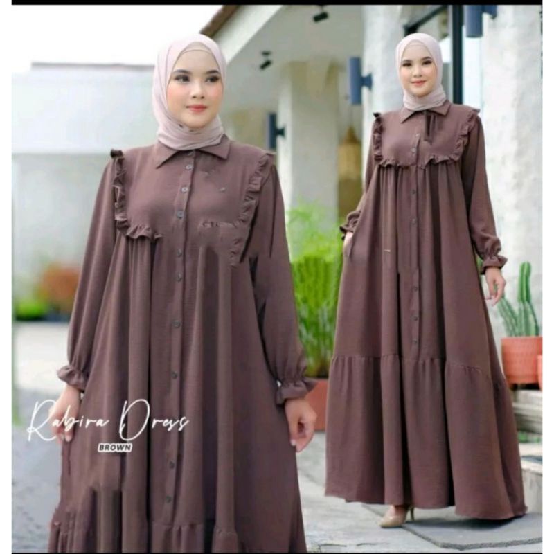 Rabira dress gamis wanita terbaru / baju gamis wanita terlaris / gamis crinkle