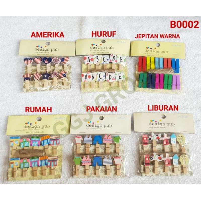 DC ( B02 ) 1 PAKET WOODEN CLIP PAPER PENJEPIT KAYU / VARIASI CAMPUR KAMI PILIH YANG PALING BANYAK