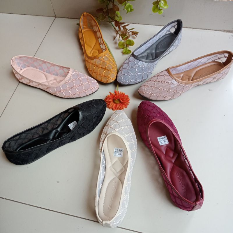 SEPATU WANITA JEA 66- B SEPATU FLAT BRUKAT, SEPATU TERBARU WANITA