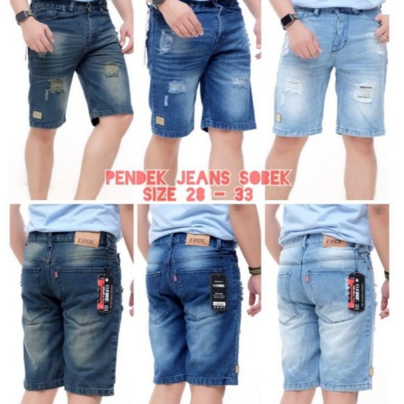 Celana pendek pria sobek jeans distro