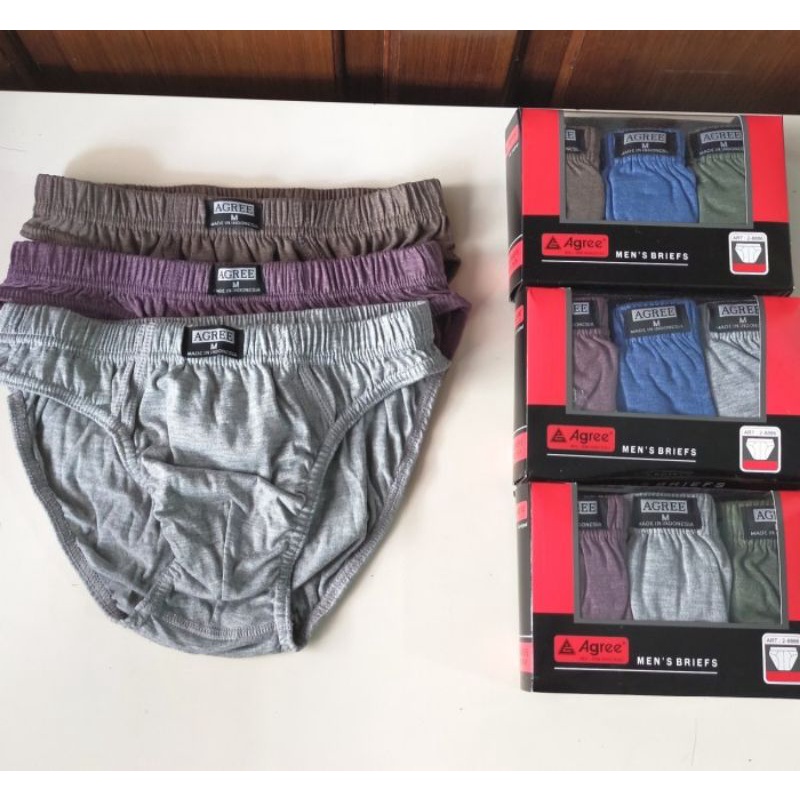 3pcs celana dalam pria merk agree termurah  | Men's brief